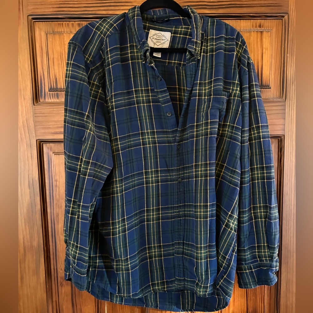 Vintage St John’s Bay Flannel in Blue and Yellow